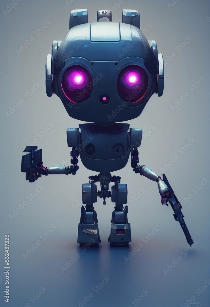 A cute cyberpunk robot A cute cyberpunk robot