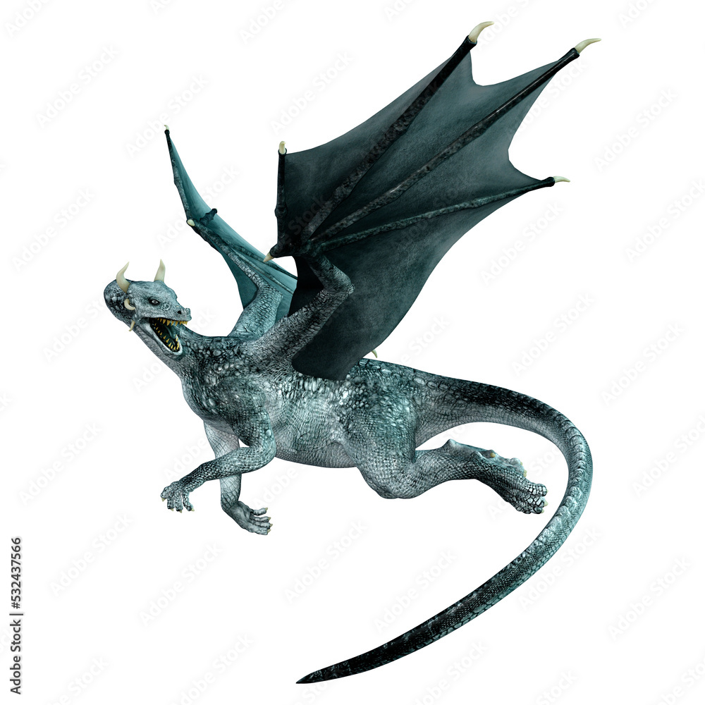 Fototapeta premium 3D Rendering Fairy Tale Dragon on White