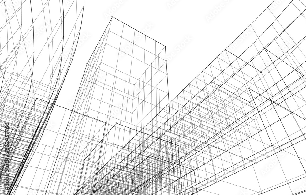 Modern architecture building vector 3d illustration