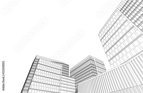 Modern architecture building vector 3d illustration