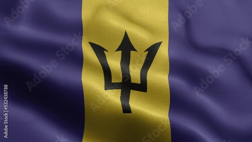 Flag Of Barbados - Barbados Flag High Detail - National flag Barbados wave Pattern loopable Elements - Fabric texture and endless loop - Highly Detailed Flag - The flag of fluttering in the wind photo