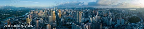 Shenzhen  China - Circa 2022  Aerial view of landscape in shenzhen city  China