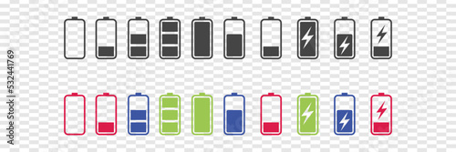 Battery charging indicator vector icon design template. Modern vector icon design