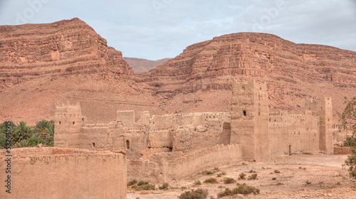 Kasbah in a ruined Ksar in the Ziz Gorge  Morocco