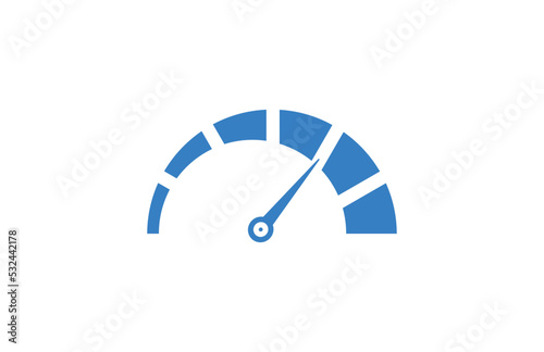 Isolated blue speed meter icon on white background. 