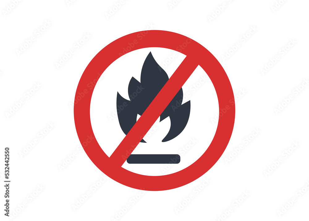 No fire sign icon on white background.
No fire sign icon on white background.