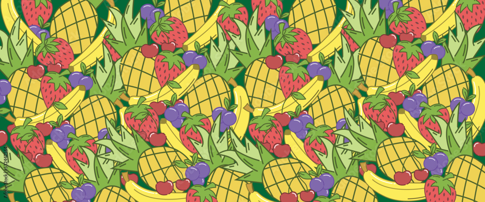 Vector Background Fruits. Can Be Used For All Needs Of Two Dimensional Background