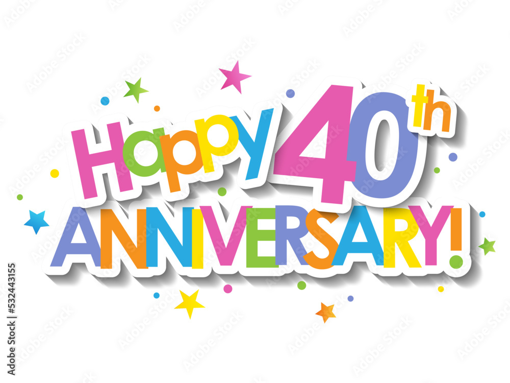 Fototapeta premium Colorful HAPPY 40th ANNIVERSARY banner with stars