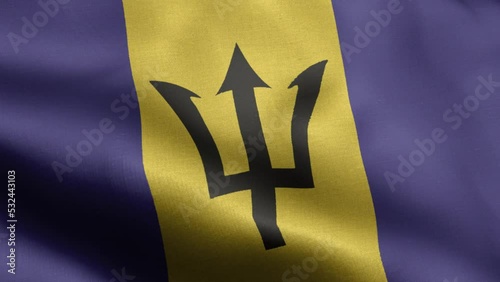 Flag Of Barbados - Barbados Flag High Detail - National flag Barbados wave Pattern loopable Elements - Fabric texture and endless loop - Highly Detailed Flag - The flag of fluttering in the wind photo