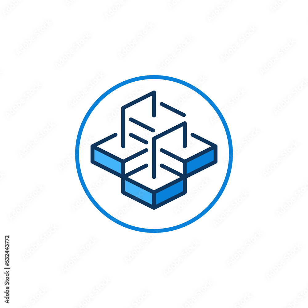 Cryptocurrency Block Chain in circle vector concept blue icon or sign