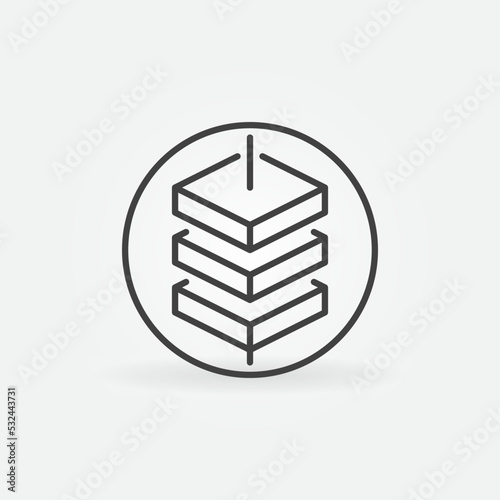 Blockchain outline vector concept minimal round icon - Block Chain sign