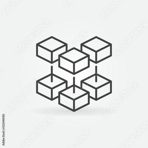 Blockchain outline vector concept minimal icon - Block Chain Technology sign