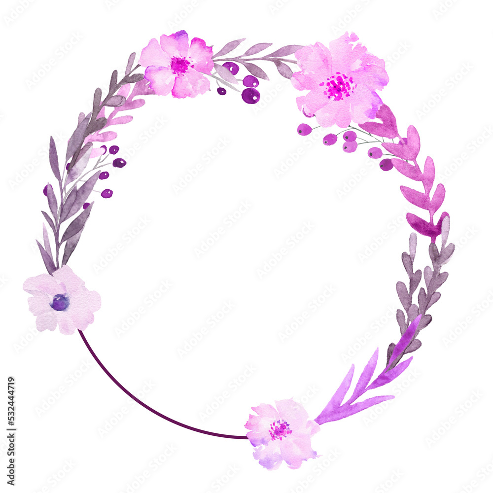 watercolor flower frame circle. Watercolor Flower Background Border
