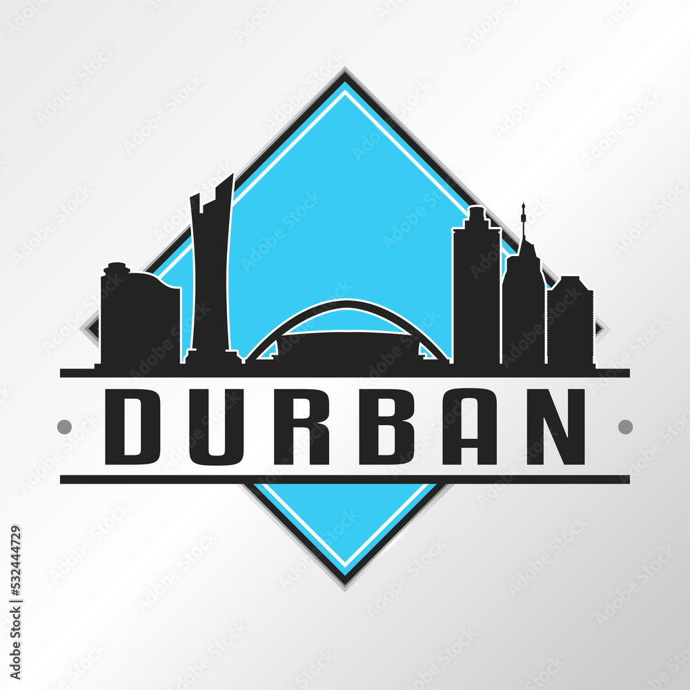 Durban, South Africa Skyline Logo. Adventure Landscape Design Vector City Illustration Vector illustration.