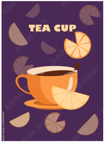 Tea coffee vintage cup set vector illustration. Cartoon vintage teacup collection for english afternoon tea ceremony party or breakfast, retro flower, leaf, stripes hand drawn pattern on cup and mug