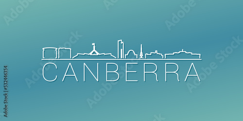 Canberra ACT, Australia Skyline Linear Design. Flat City Illustration Minimal Clip Art. Background Gradient Travel Vector Icon.
