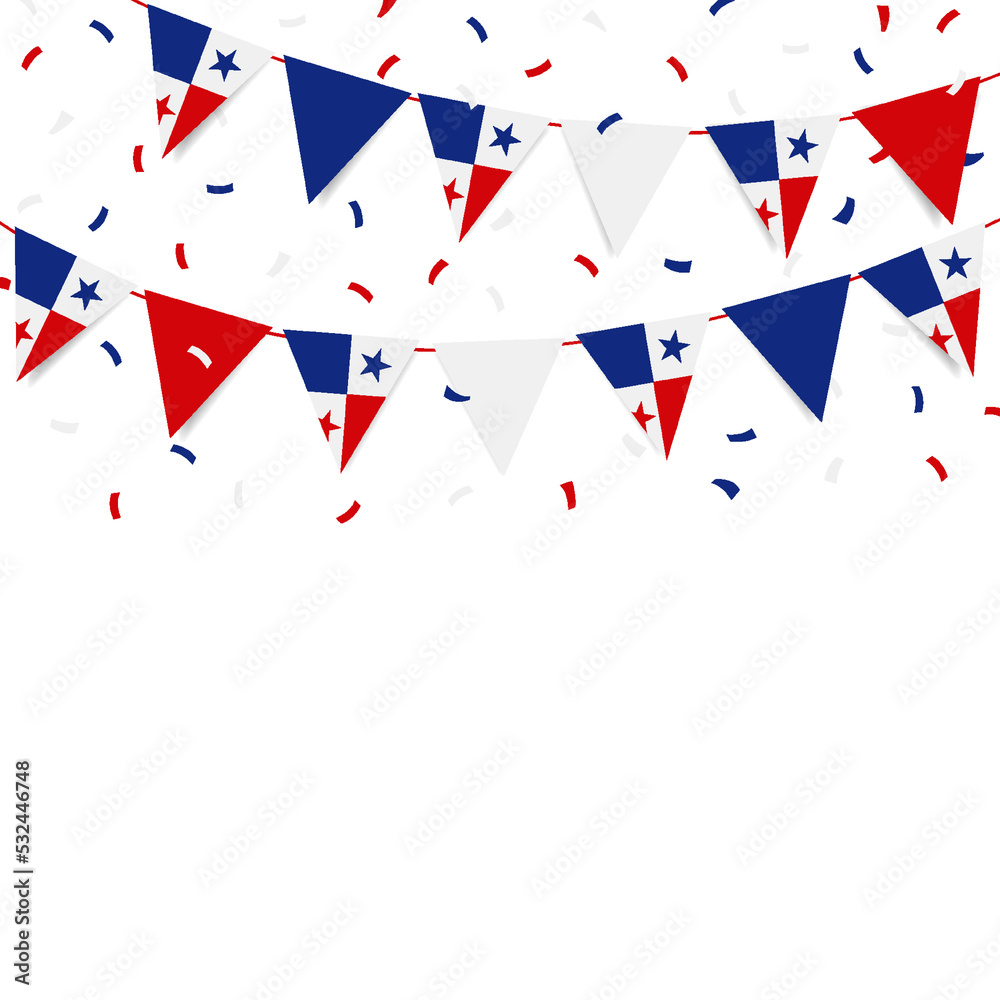 Vector Illustration of Panama Independence Day. Garland with the flag of Panama on a white background.
