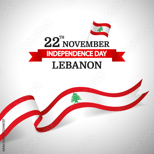 Vector Illustration of Independence Day in Lebanon. Ribbon
