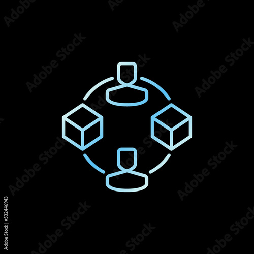 NFT Money Transfer or Transaction linear vector concept blue icon or sign