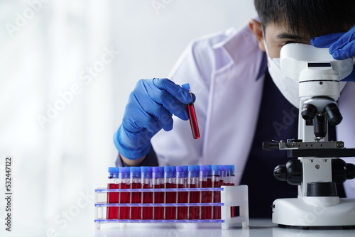 Lab worker preparing test blood for detection of antibodies and infections Corona virus. 