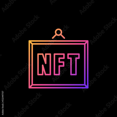 NFT Artwork line colorful icon. Framed Picture vector symbol