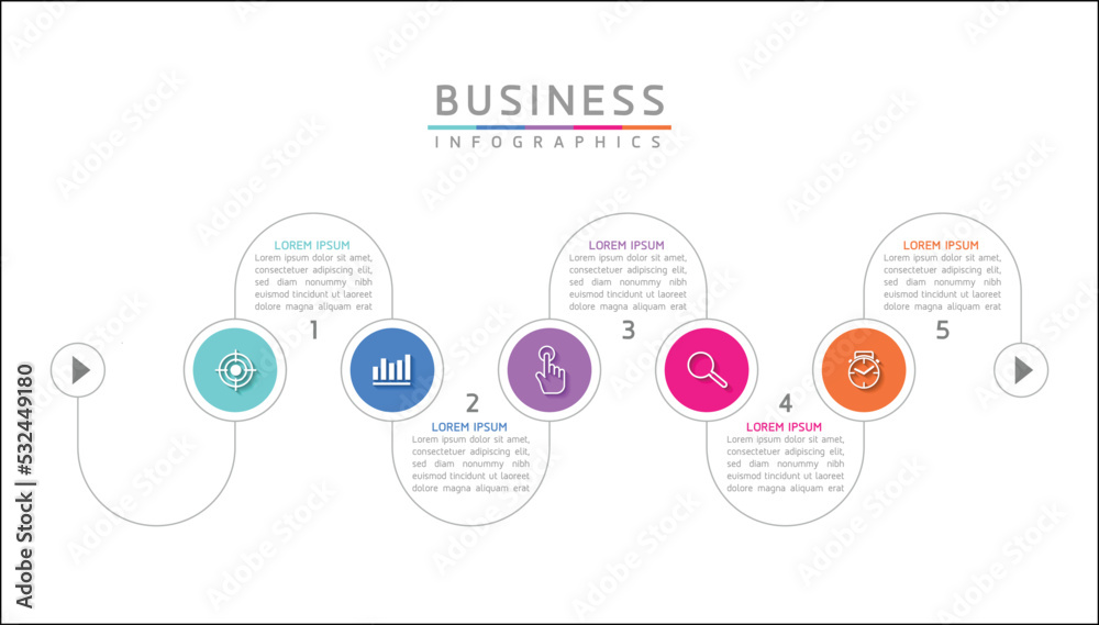 Circular Connection Steps business Infographic Template with 5 Element Circular Connection Steps business Infographic Template with 5 Element