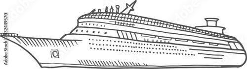Cruiser sketch. Passenger ship. Marine travel icon