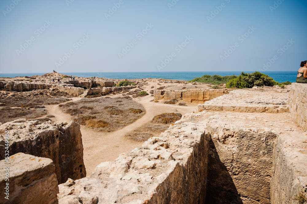 ruins of ancient greek temple. 
ruins of Greek architecture. Catacombs in Cyprus. ancestral legacy to explore