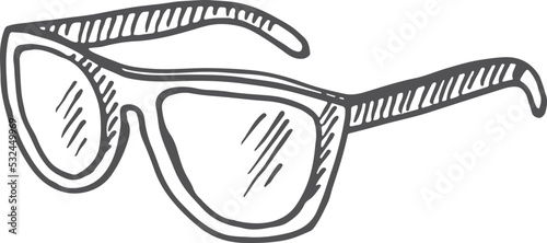 Glasses sketch. Sunglasses icon. Hand drawn accessory