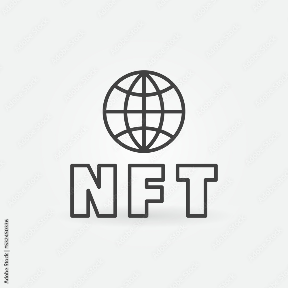 Non Fungible Token or NFT linear vector concept icon Non Fungible Token or NFT linear vector concept icon