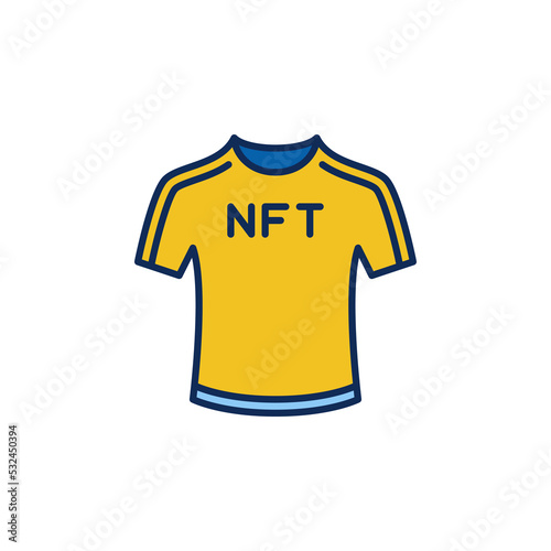 NFT TShirt colored icon. Non fungible Token Soccer t-shirt vector symbol