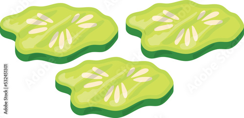 Pickle slices icon. Tasty cartoon burger ingredient