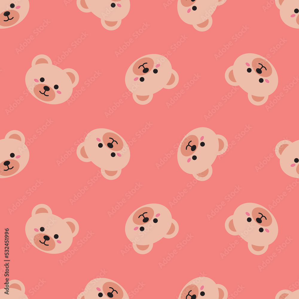 Colorful seamless pattern with cute flat bears Colorful seamless pattern with cute flat bears