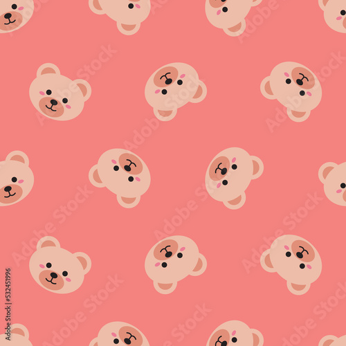 Colorful seamless pattern with cute flat bears