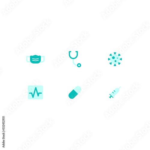 Simple Set of Medical and Health Related Vector Duotone Icons. Elements for mobile app and web app development or UI UX Design. Editable Color