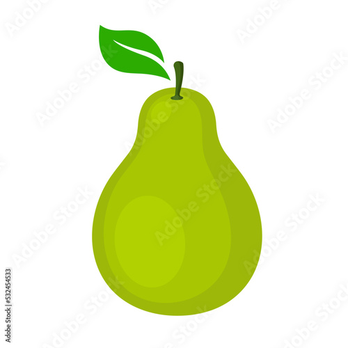 Green pear fruit flat vector illustration logo icon clipart