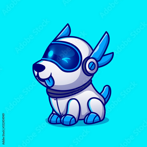Cute Dog Robot Cartoon Vector Icon Illustration. Animal Technology Icon Concept Isolated Premium Vector. Flat Cartoon Style