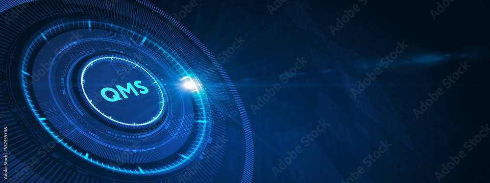 Quality management system business and industrial technology concept. QMS. 3d illustration Quality management system business and industrial technology concept. QMS. 3d illustration