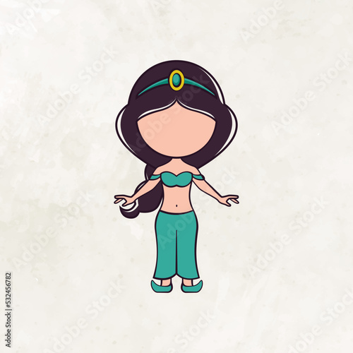 Cute faceless princess character vector