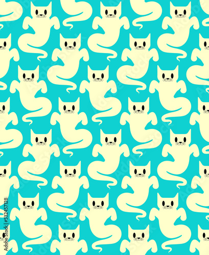Ghost cat pattern seamless. pet spook cartoon background. Vector texture