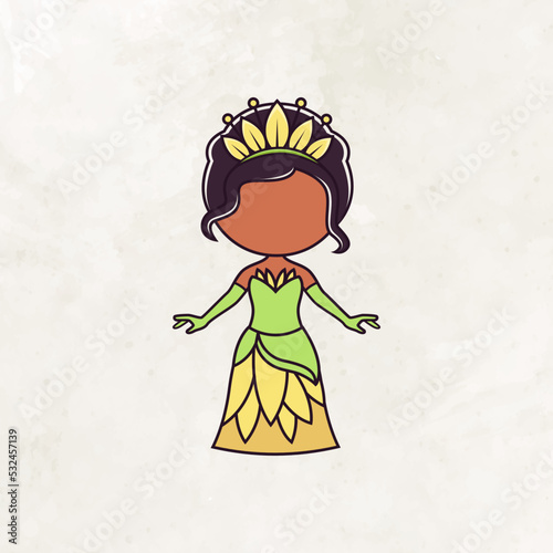 Cute faceless princess character vector