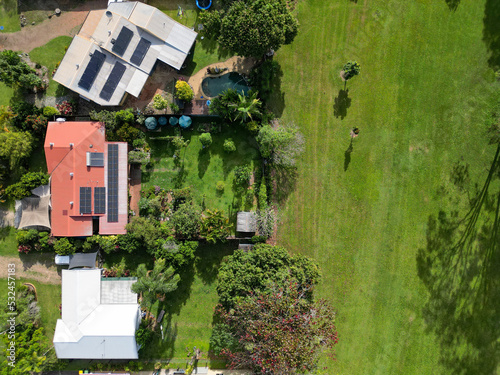 Aerial downward shot of stunning houses in tropical north Queensland © AspectDrones