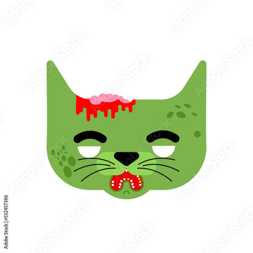 Zombie cat isolated. Zombi pet. Vector illustration
