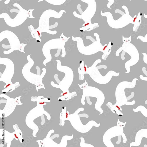 Cat and dog Ghost pattern seamless. pets spook cartoon background. Vector texture