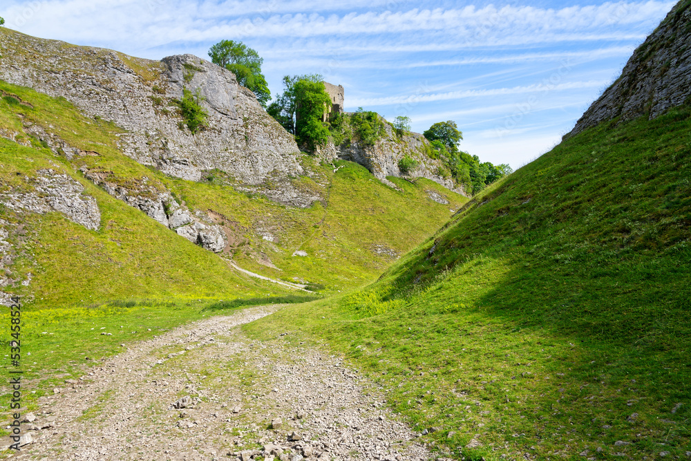 Fototapeta premium The limestone walls of Cave Dale, Castleton.