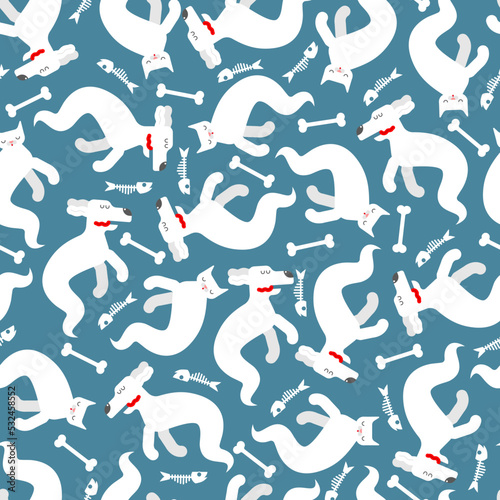Cat and dog Ghost pattern seamless. pets spook cartoon background. Vector texture