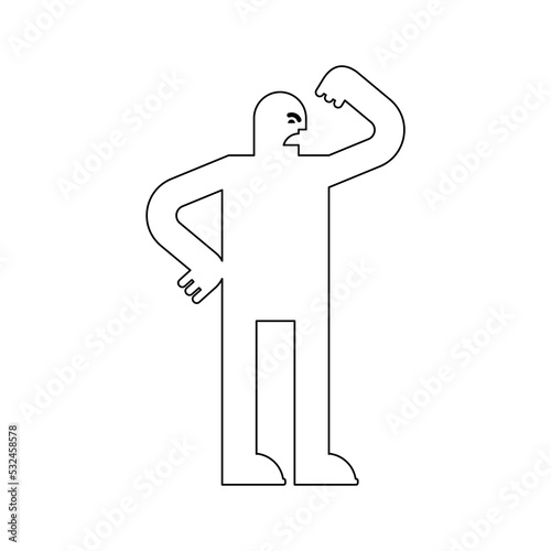 Man swears and waves his fists. Getting ready for battle. Aggressive hater