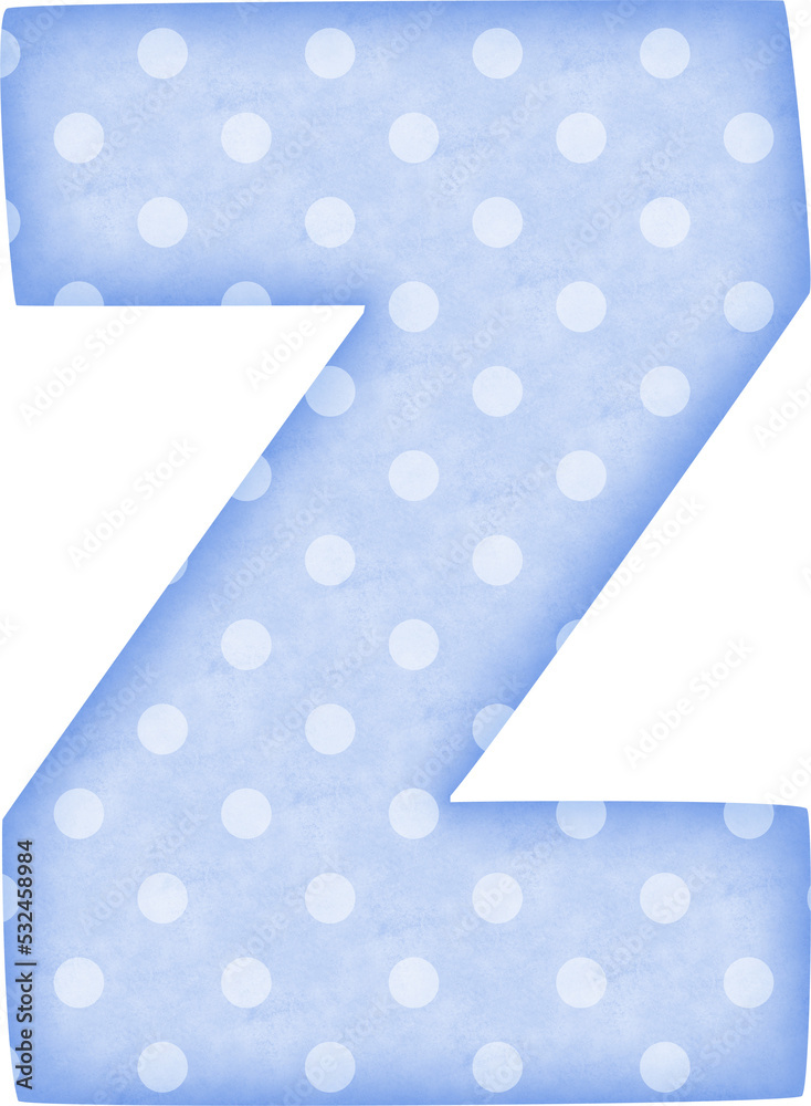 Fototapeta premium Uppercase Letter Z Polka Dot alphabet in blue tone