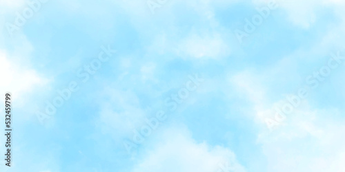 Sunshine clouds sky during morning background. Blue,white pastel heaven,soft focus lens flare sunlight. Abstract blurred cyan gradient of peaceful nature. Open view out windows beautiful summer spring