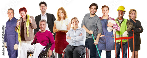 Employees from many professions as inclusion and human resources concept